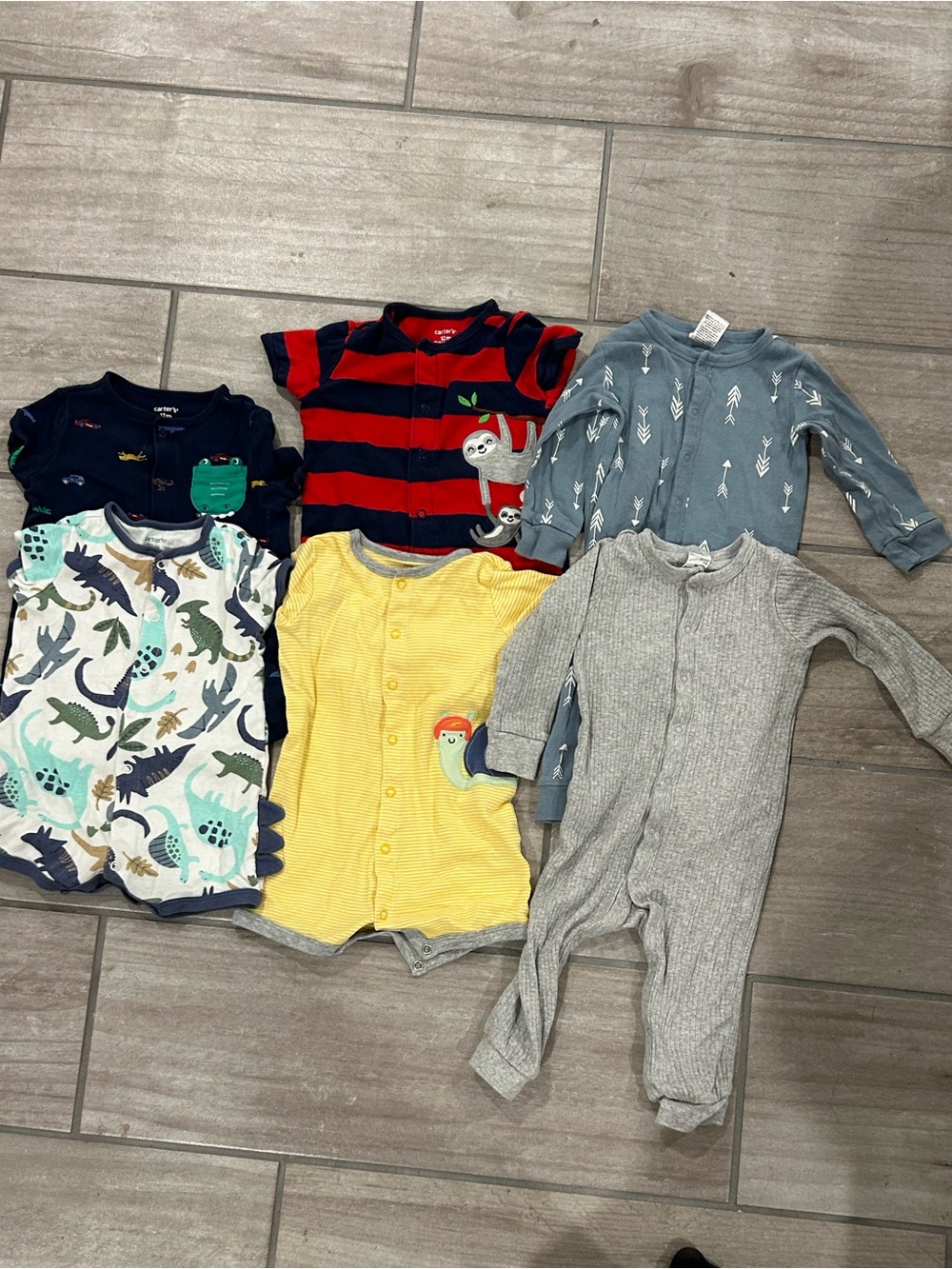 12 Mos Baby Bundle Pack - Assorted Colors (Yellow, Gray, Blue, Red, Navy)